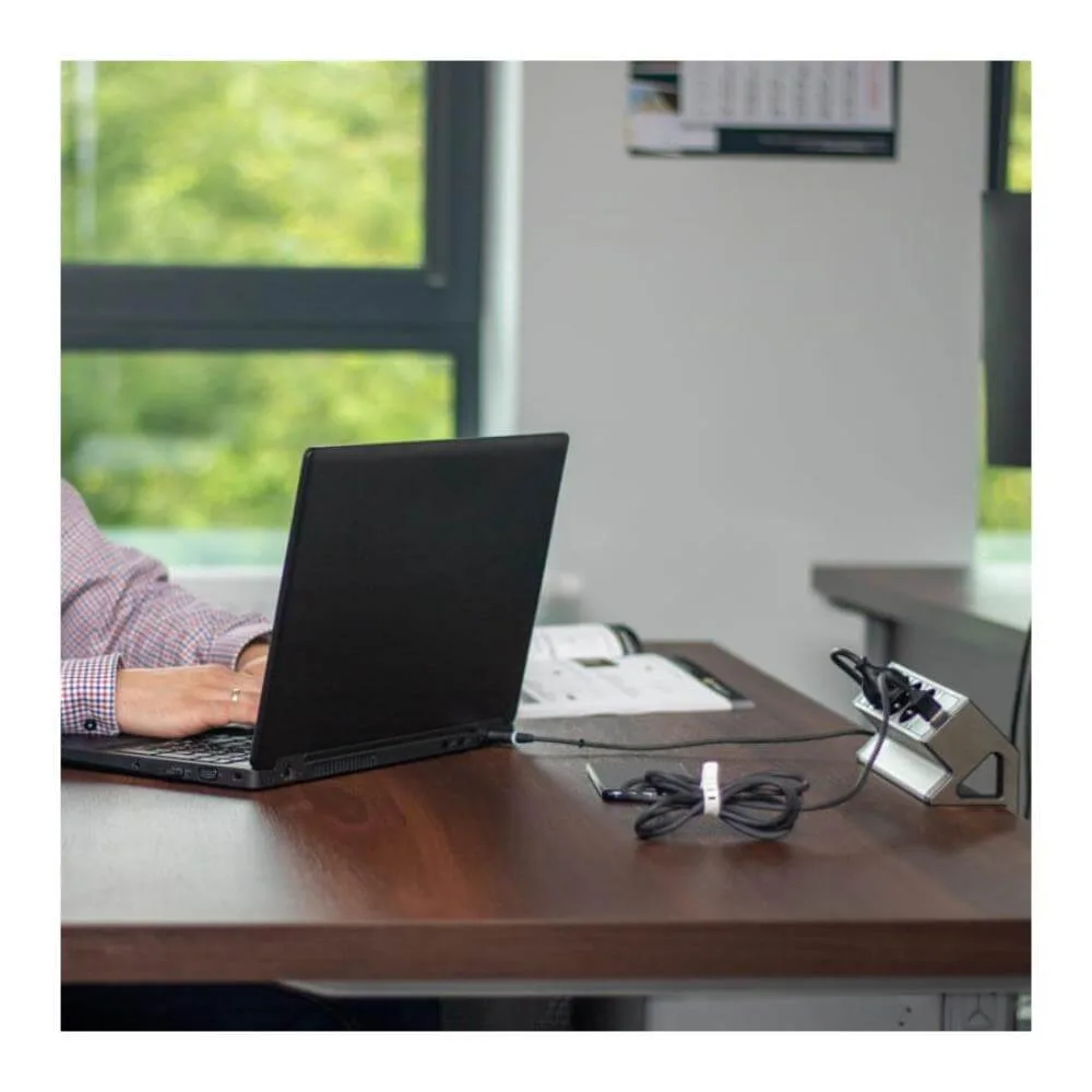 DESK BOX aluminium, 3 x gniazdo FR, 2 x USB typ A,