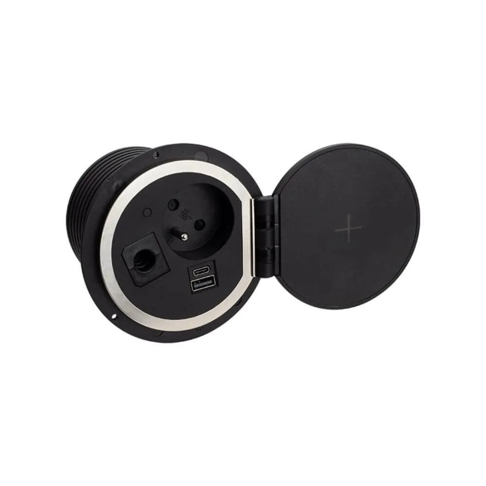 SAMBO BOX, czarny, 1 x gniazdo FR, 1 x USB typ A,