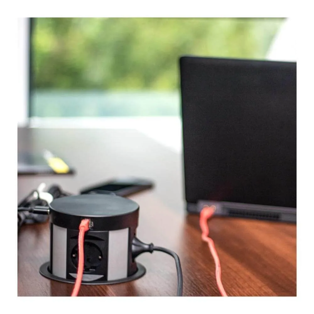 MULTI BOX, czarny, 4 x gniazdo SCHUKO, 2 x USB typ