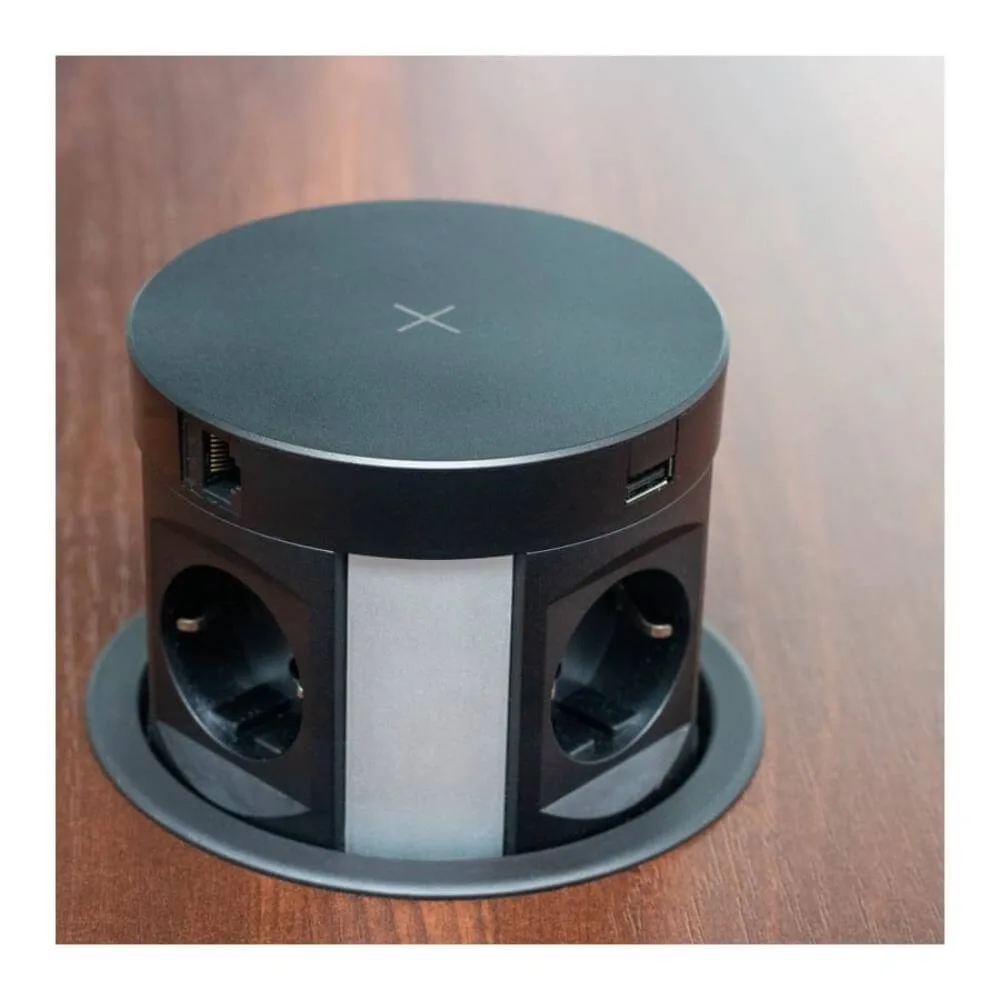 MULTI BOX, czarny, 4 x gniazdo SCHUKO, 2 x USB typ