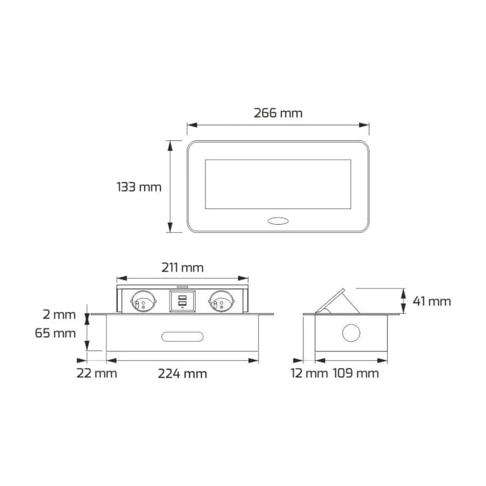 BORNBOX stal drapana, 1 x gniazdo FR 16A, 2 x gnia
