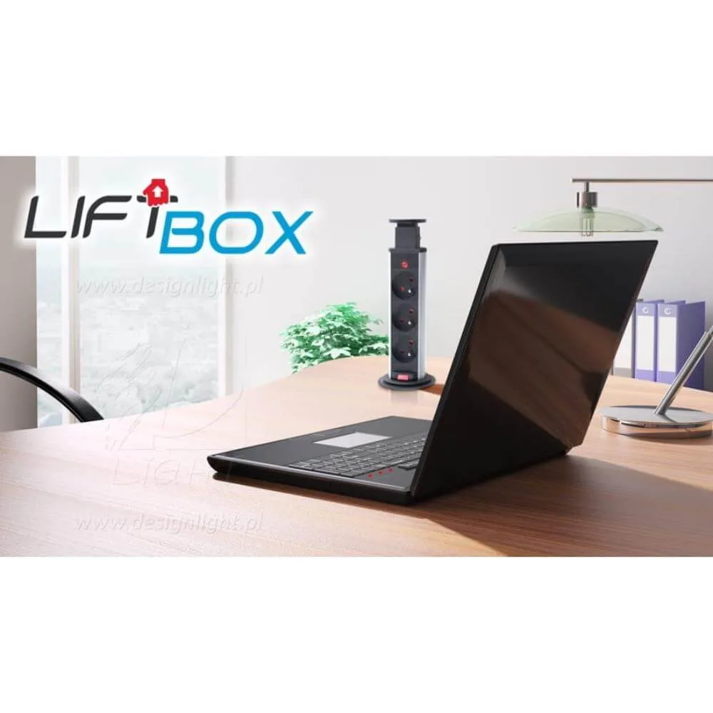 LIFT BOX aluminium fi60mm, 3x gniazdo z bolcem, pr