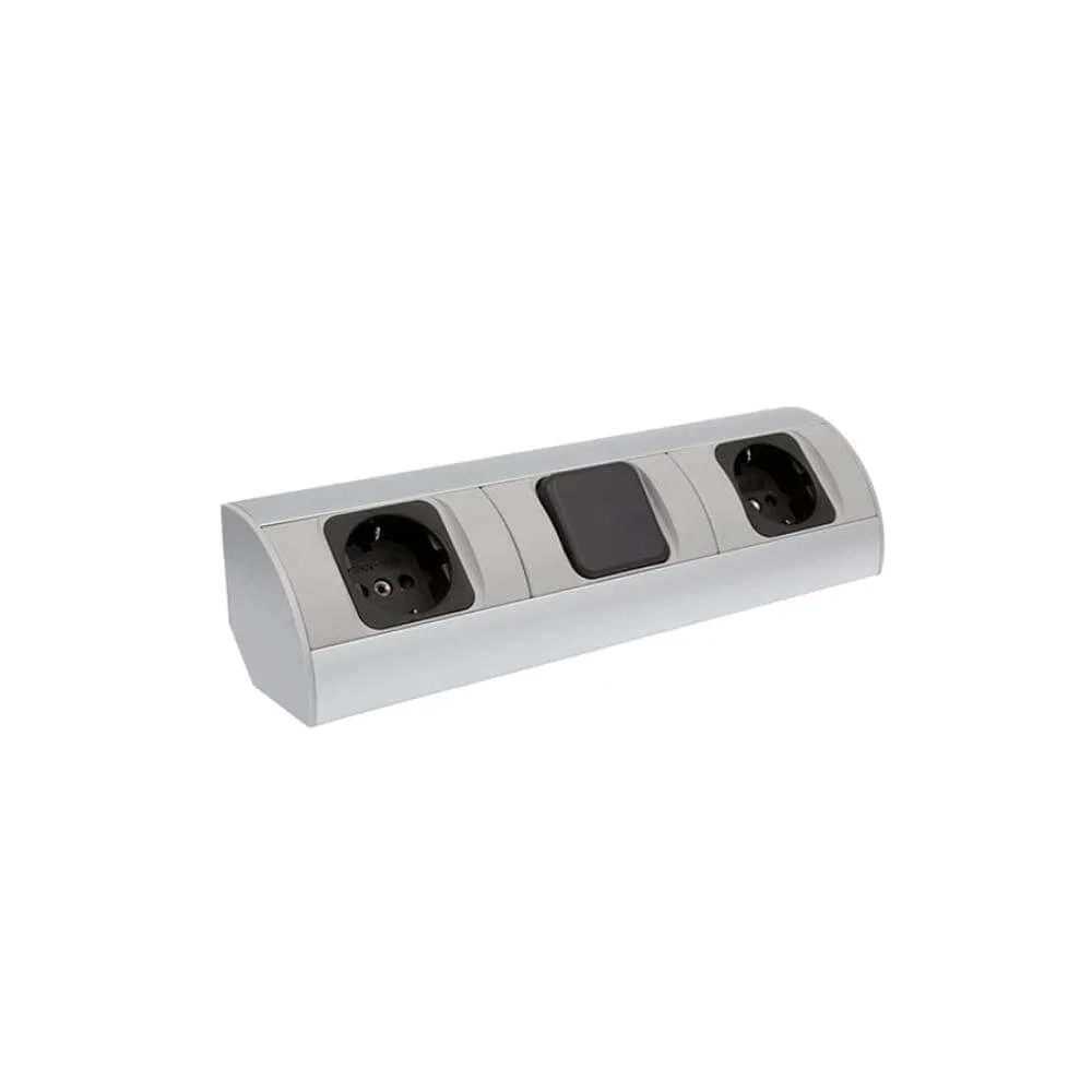CORNER BOX aluminium 2x gniazdo Schuco + 1 x Wyłąc