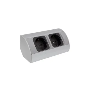 CORNER BOX aluminium 2x gniazdo Schuko - obrazek 1
