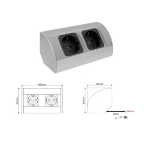 CORNER BOX aluminium 2x gniazdo Schuko - obrazek 2