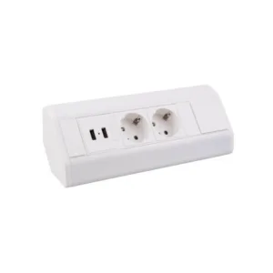 CORNER BOX BIAŁY 2x gniazdo schuco + 2xUSB, przewó - obrazek 1