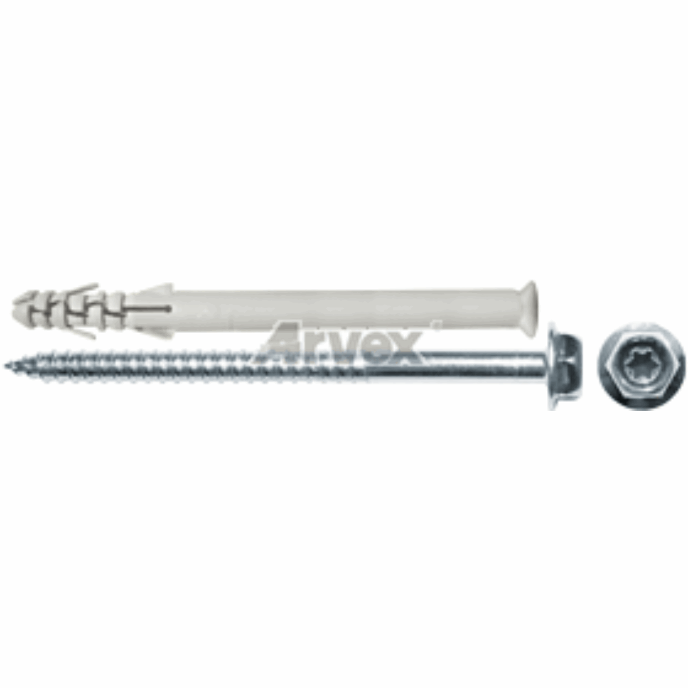 ACZ 10/100 100 szt 10x100 kołek nylon, kluczyk z podkładką i torx, krótka strefa do muru pełnego