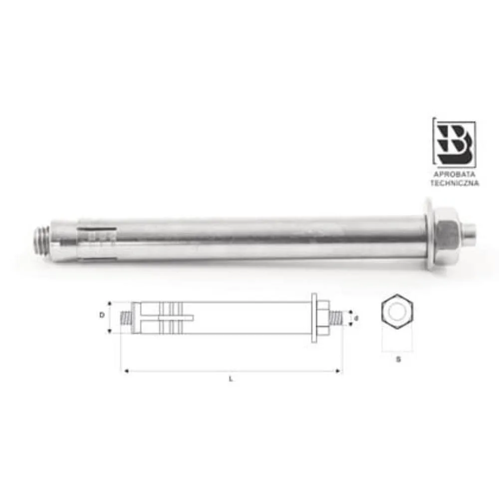 KOTWA 1-ROZPOROWA SŁR 14/M10x100 1szt (op25) STALCO