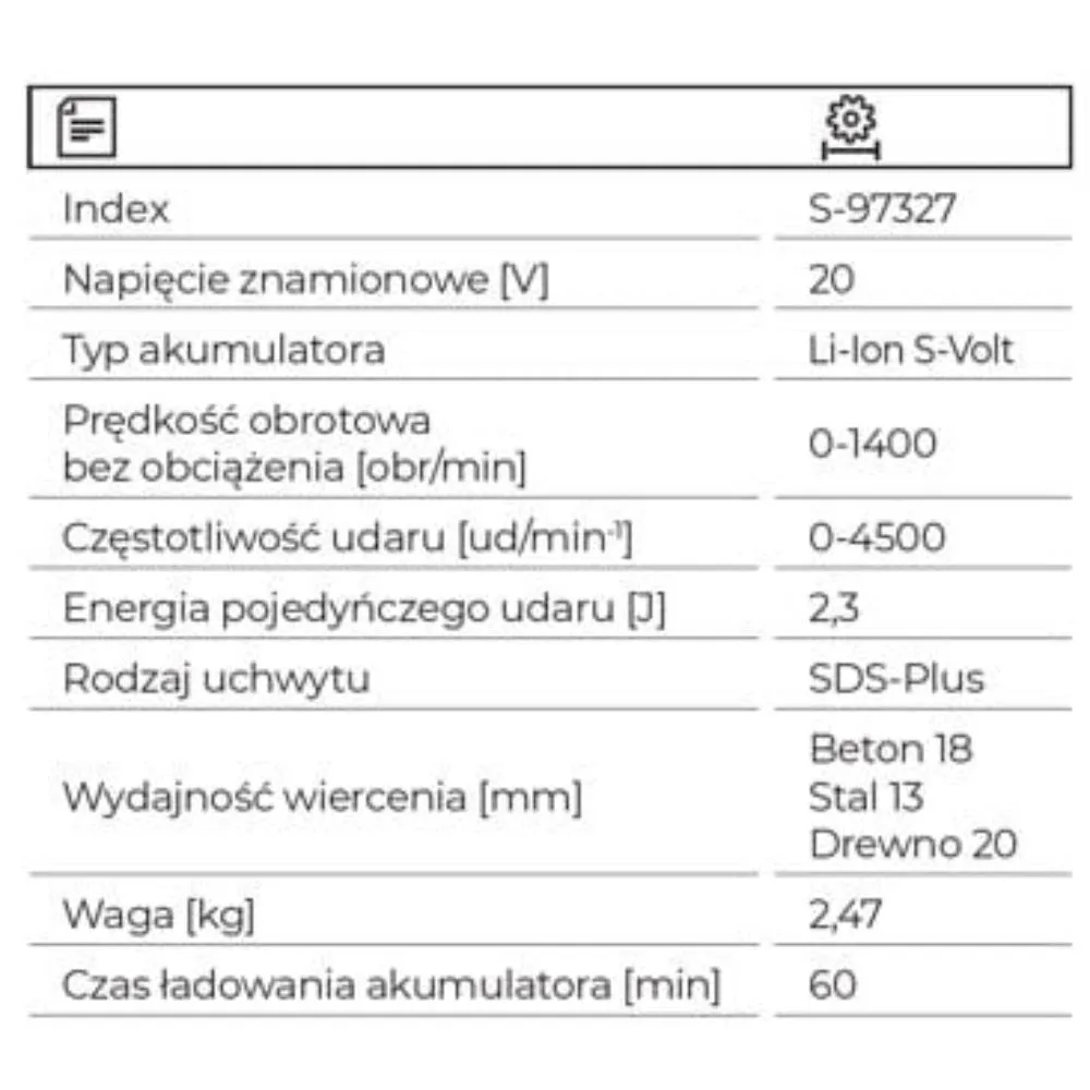 97327 Młotowiertarka RHS20-18BL STALCO S-VOLT