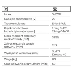 Wiertarko-wkrętarka DS20-55BL STALCO S-VOLT - obrazek 4