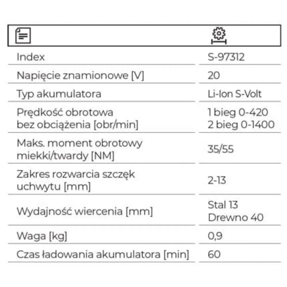 Wiertarko-wkrętarka DS20-55BL STALCO S-VOLT