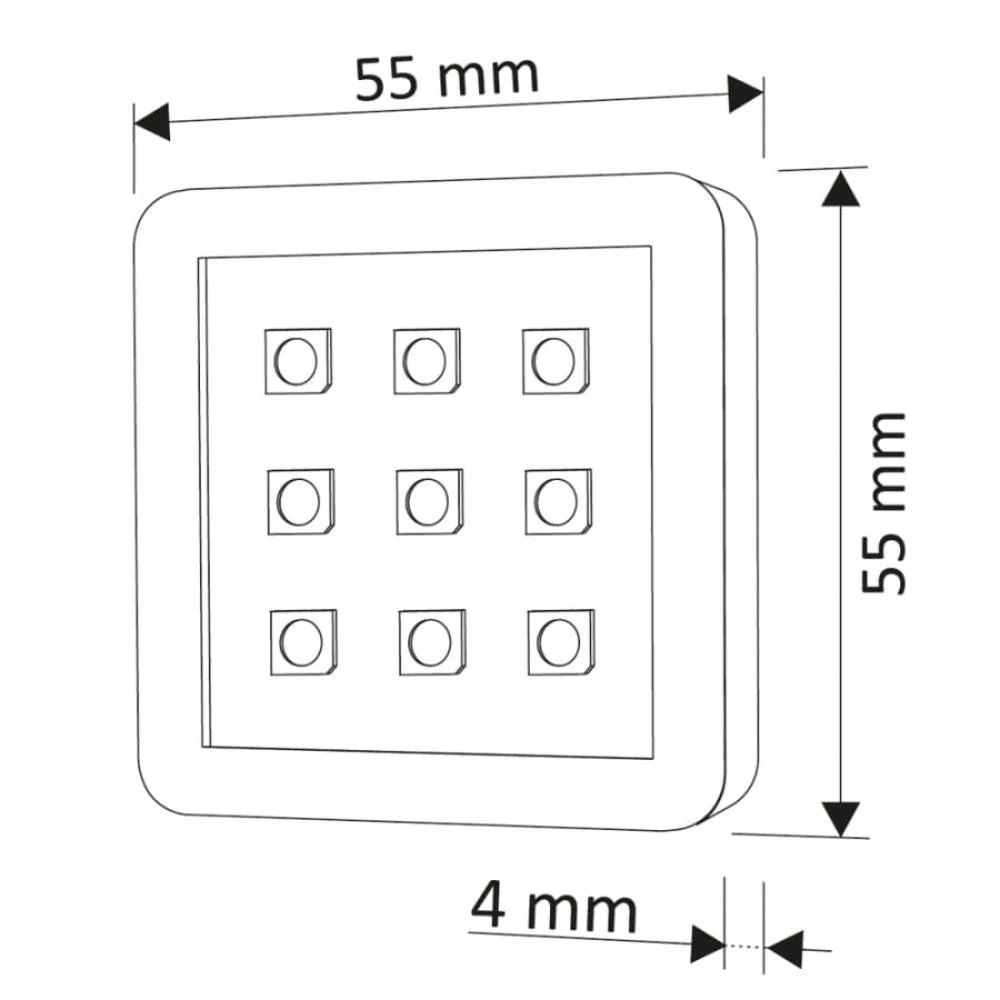 SQUARE 2 oprawa LED RGB, 2,0W 12VDC 9pkt, ramka al