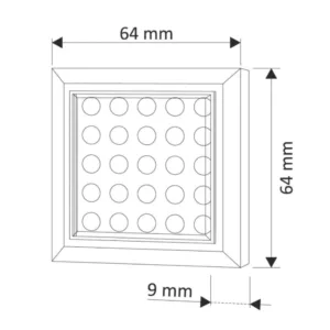 SQUARE XL oprawa LED, 2,0W 12VDC 25pkt, CIEPŁA kwa - obrazek 2