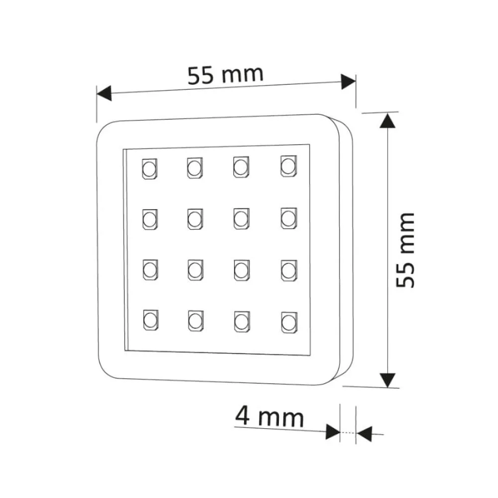 SQUARE 2 oprawa LED, 1,5W 12VDC 16pkt, CIEPŁA kwad