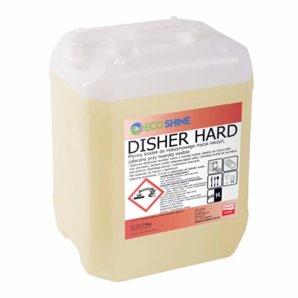 DISHER HARD płyn do zmywarki DO TWARDEJ WODY 10L / 12kg