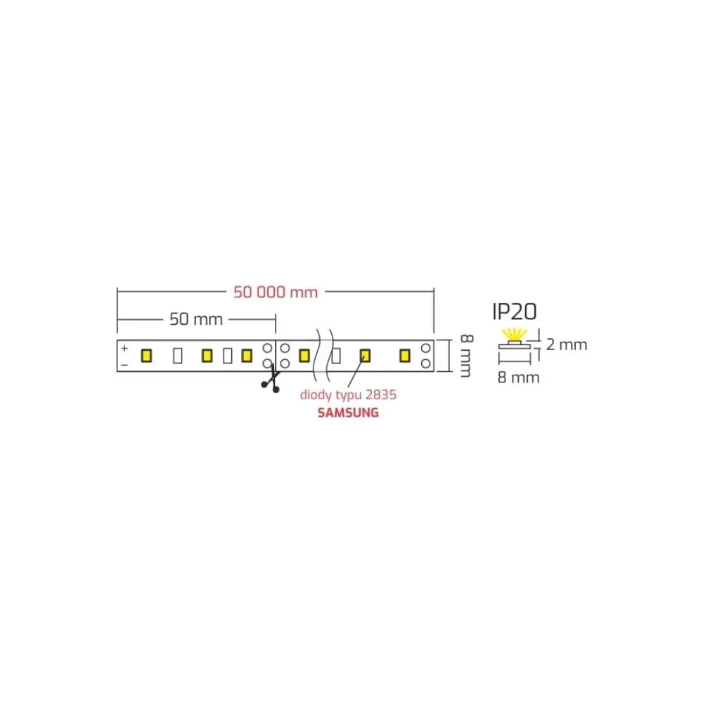 TAŚMA PREMIUM 60, 2835 IP20 600 LED dł 5m szer 10m