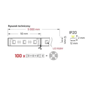 TAŚMA ROLKA IP45 RGB 300 LED dł 5m szer 10mm, 3pk - obrazek 2