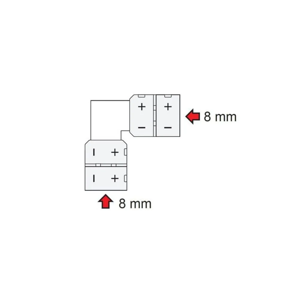 Mikrokonektor 8mm kształt L do łączenia 2 taśm led