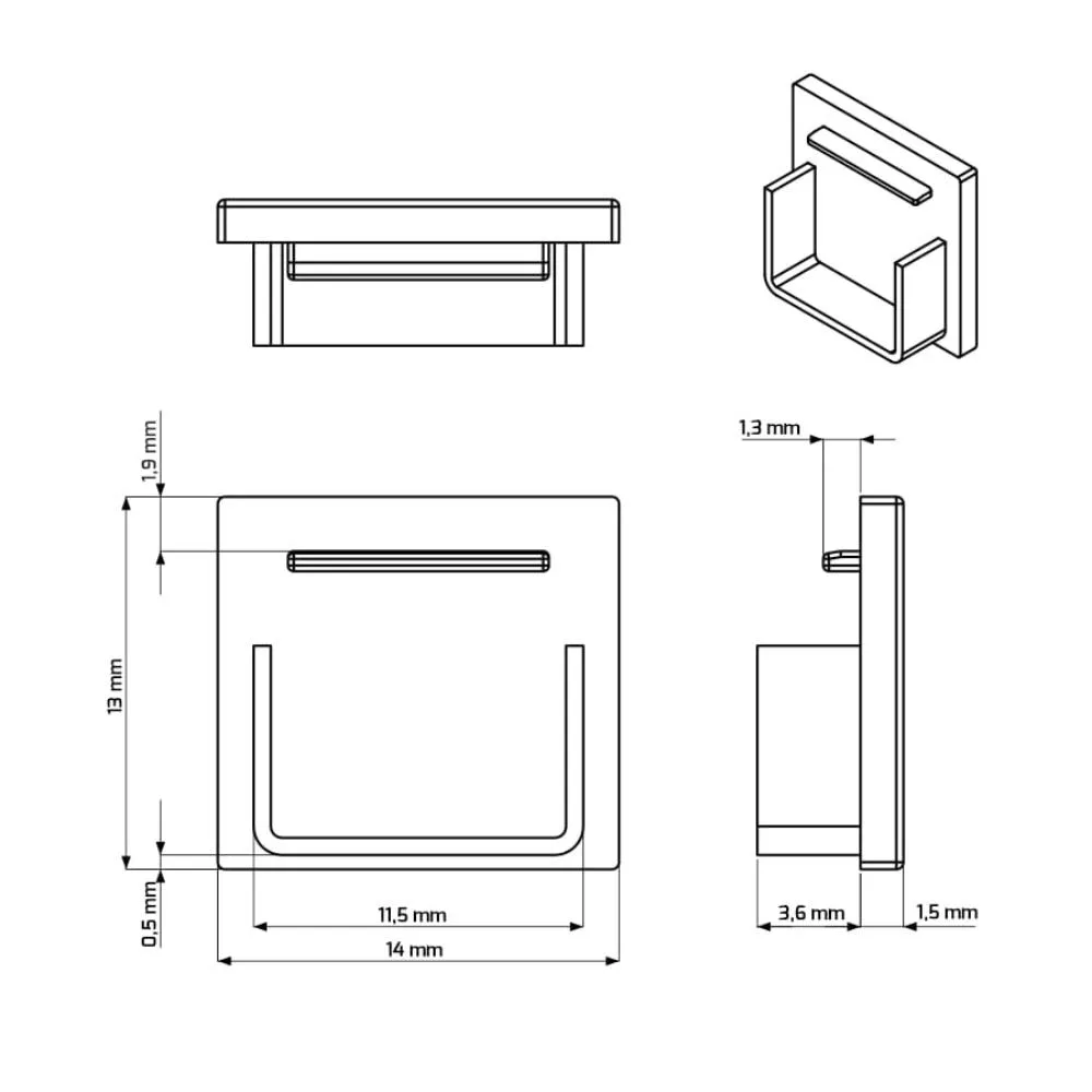 Zaślepka szara LINE/DEOLINE ver 02 13x14 mm