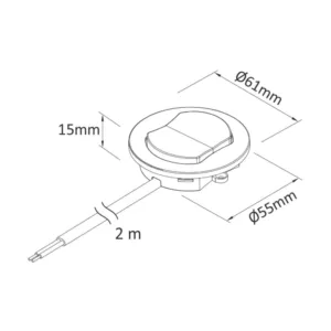 Wyłącznik meblowy WM230 do wpustu, 2m przewód - obrazek 2