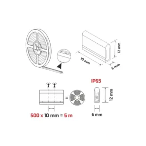 Taśma LED Neon Flex, IP65, dł. 5m, 1pkt/1cm, biała - obrazek 2