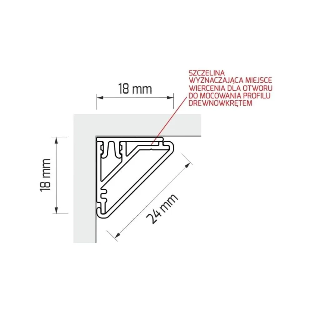 PROFIL CORNER LINE 2M, KĄTOWY ALUMINIUM MLECZNY, z