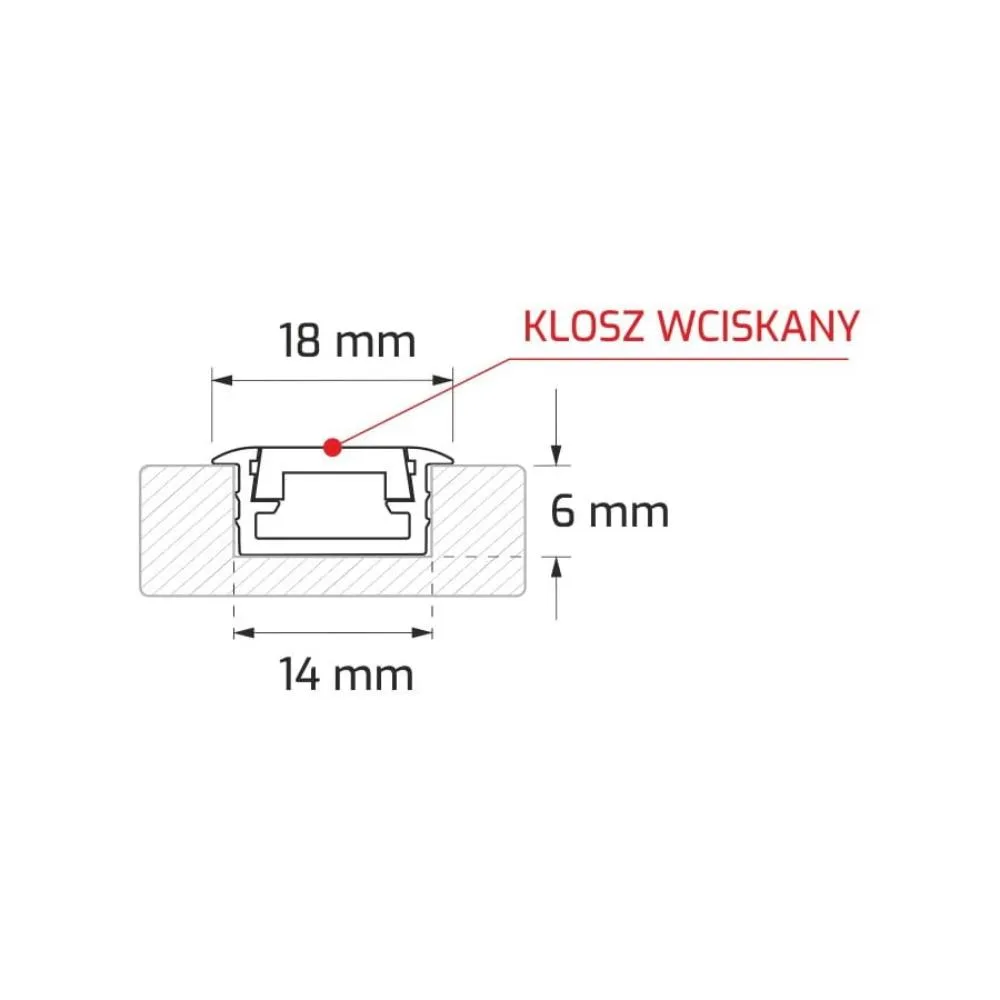 PROFIL INLINE MINI LED 2M, WPUSZCZANY ALUMINIUM TR