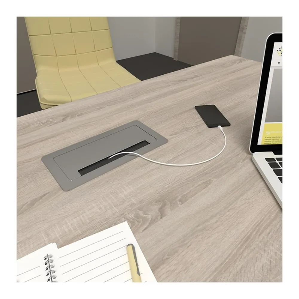 INBOX czarny 2x gniazdo FR, 2xUSB, 1xRJ45, 1xHDMI,