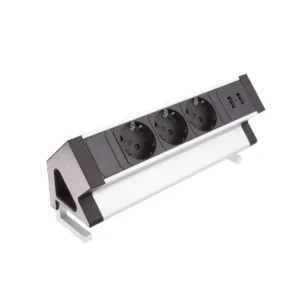 DESK BOX aluminium, 3 x gniazdo SCHUKO, 2 x USB ty - obrazek 1