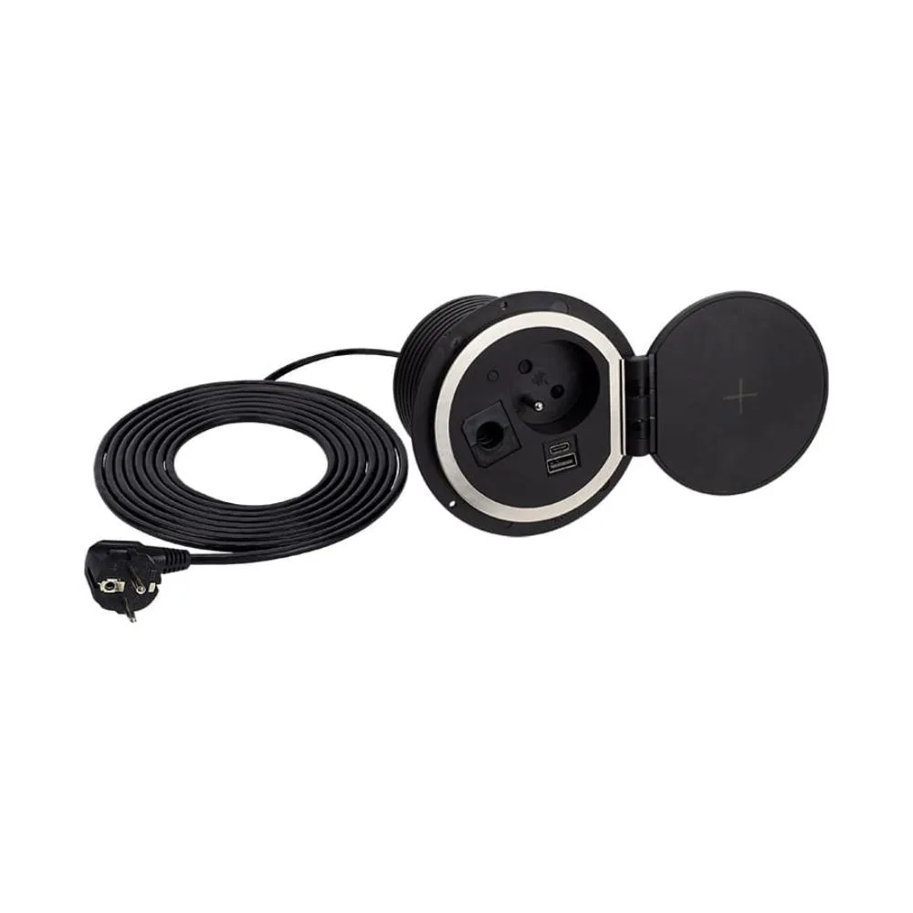 SAMBO BOX, czarny, 1 x gniazdo SCHUKO, 1 x USB typ