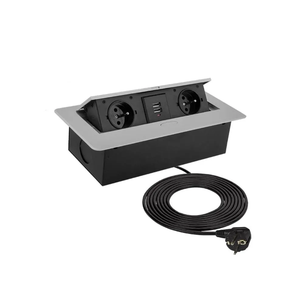KOMBIBOX kolor biały, 2 x gniazdo z bolcem + 2USB