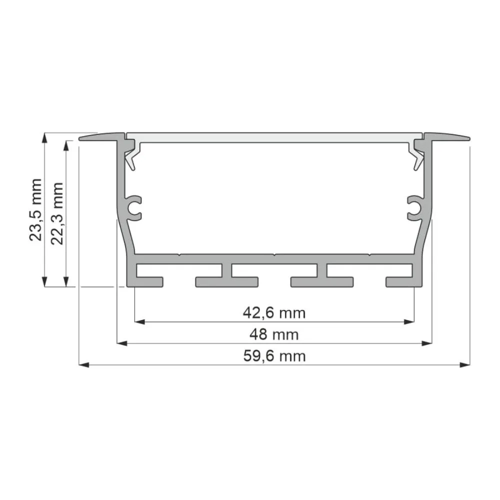 Profil architektoniczny FOBOS XL, aluminium, klosz