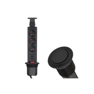 LIFT BOX czarny fi60mm, 3x gniazdo z bolcem +2xUSB - obrazek 1