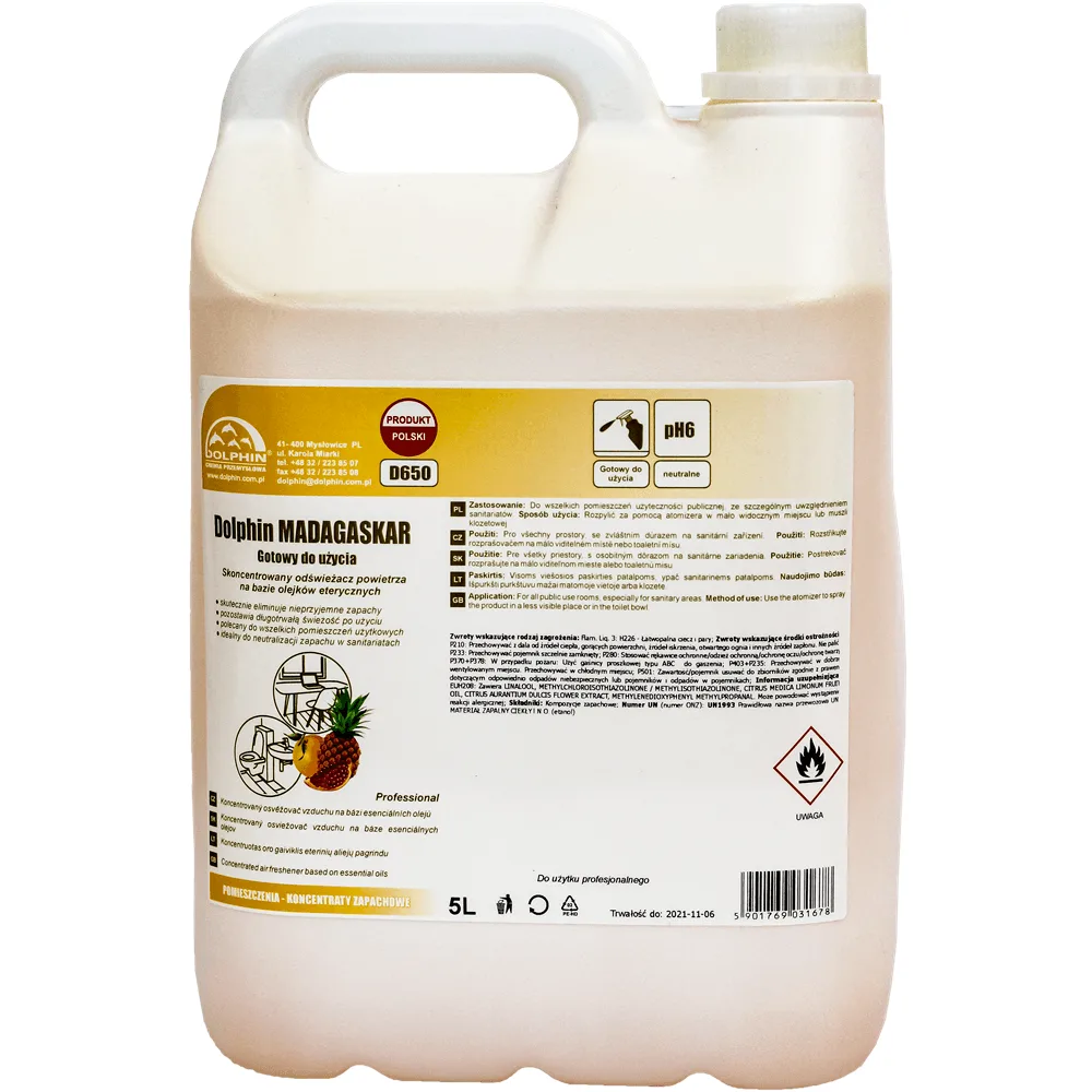 5L / 5000ml DOLPHIN MADAGASKAR intensywny odświeżacz powietrza owoce tropikalne