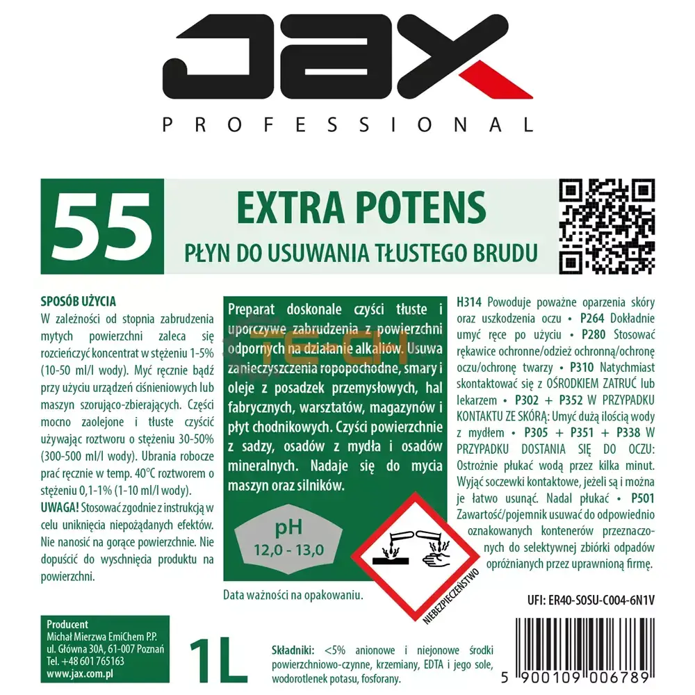 JAX55 1L x8 PREPARAT DO USUWANIA TŁUSTEGO BRUDU