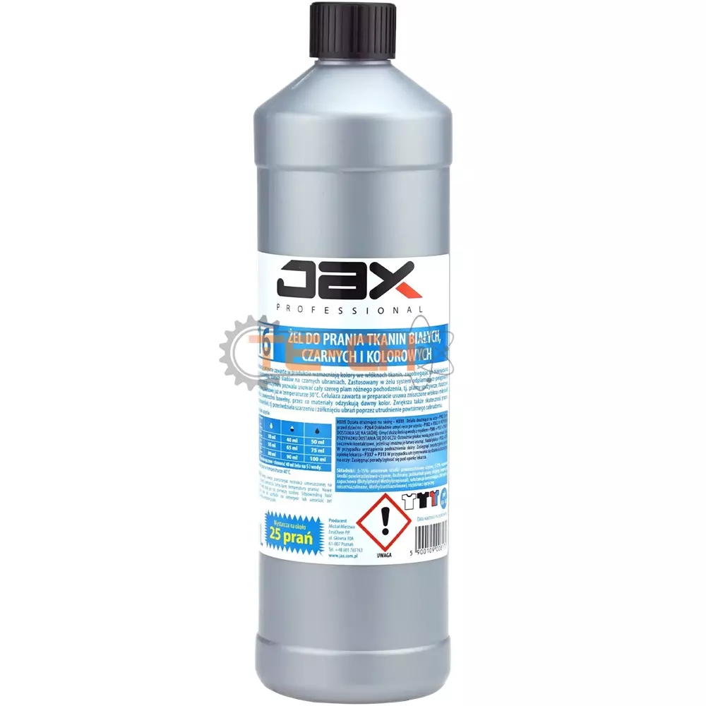 JAX16 1L x8 ENZYMATYCZNY ŻEL DO PRANIA TKANIN BIAŁYCH, CZARNYCH, KOLOROWYCH