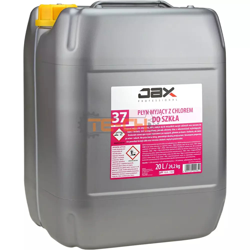 PŁYN MYJĄCY DO SZKŁA Z CHLOREM DO ZMYWARKI JAX37 20L