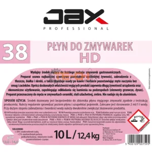WYDAJNY PŁYN DO ZMYWAREK HD JAX38 10l - obrazek 4