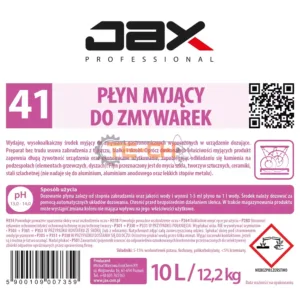 PŁYN MYJĄCY DO ZMYWAREK BISTRO BEZ CHLORU JAX41 10 l - obrazek 4