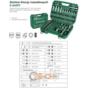 54017 ZESTAW KLUCZY NASADOWYCH, 94 ELEMENTY STALCO - obrazek 3