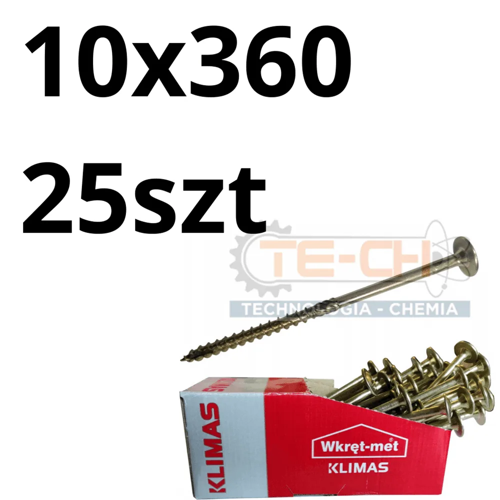 WKCP-10360 wkręty ciesielskie 10x360 hartowane łeb podkładkowy paczka 25szt