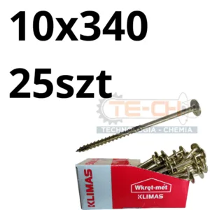 WKCP-10340 wkręty ciesielskie 10x340 hartowane łeb podkładkowy paczka 25szt - obrazek 2