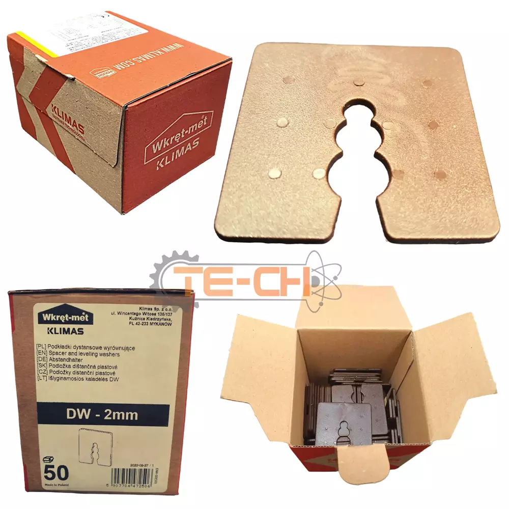 DW-02 50szt Podkładki dystansowe 50x50 brązowe 2mm