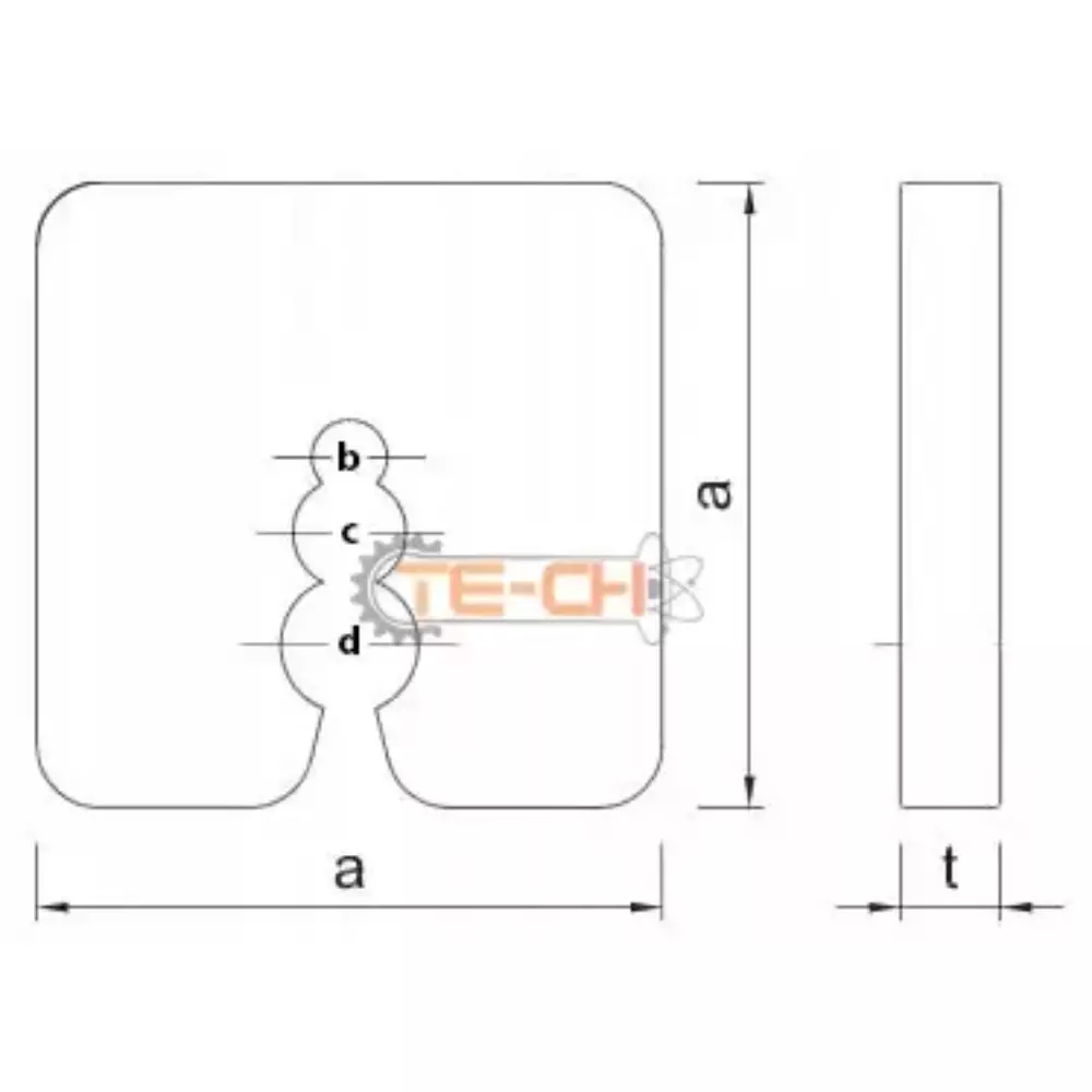 DW-03 50szt Podkładki dystansowe 50x50 czerwone 3mm