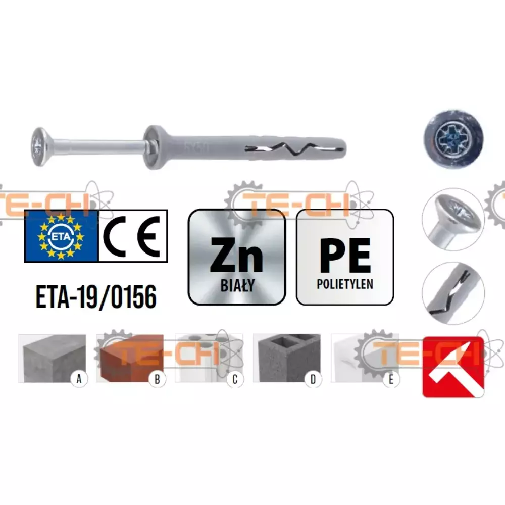 SM-06080 6x80 100szt Kołki szybkiego montażu KLIMAS Wkręt-Met