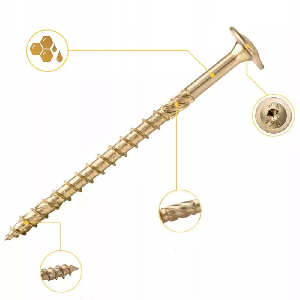 Wkręt ciesielski do drewna 10x380 łeb talerzowy TORX WKCP-10380 1szt