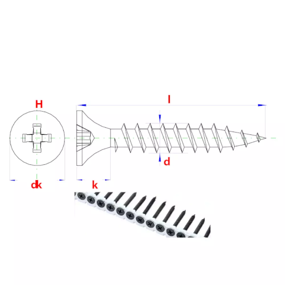 Wkręty do GK na taśmie 3,5x45 do metalu 1000szt