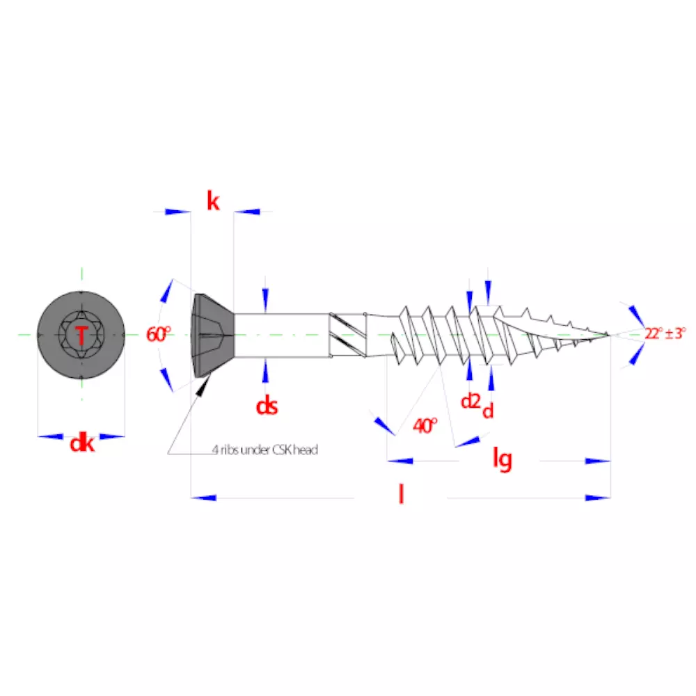 Wkręt elewacyjny z czarnym łbem 200 szt 4x40 tarasowo-elewacyjny + bit