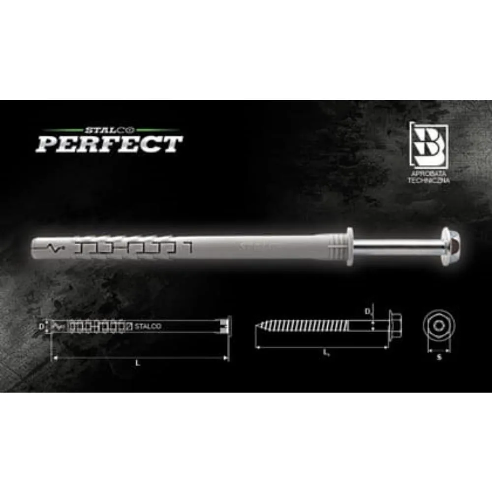Kołki rozporowe z wkrętem TORX kluczyk 8x100 STALCO 50szt TXK