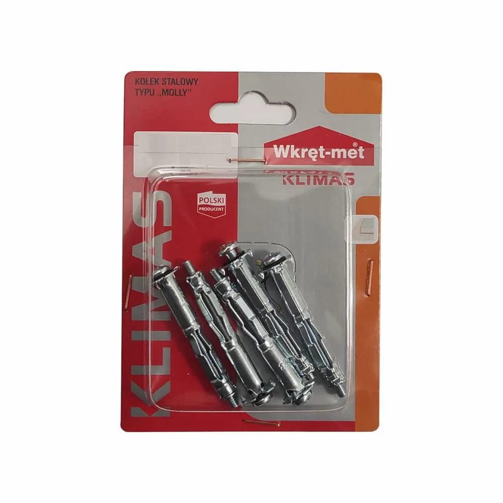 Kołek stalowy typu MOLLY do płyt G-K 5X58mm blister 4szt